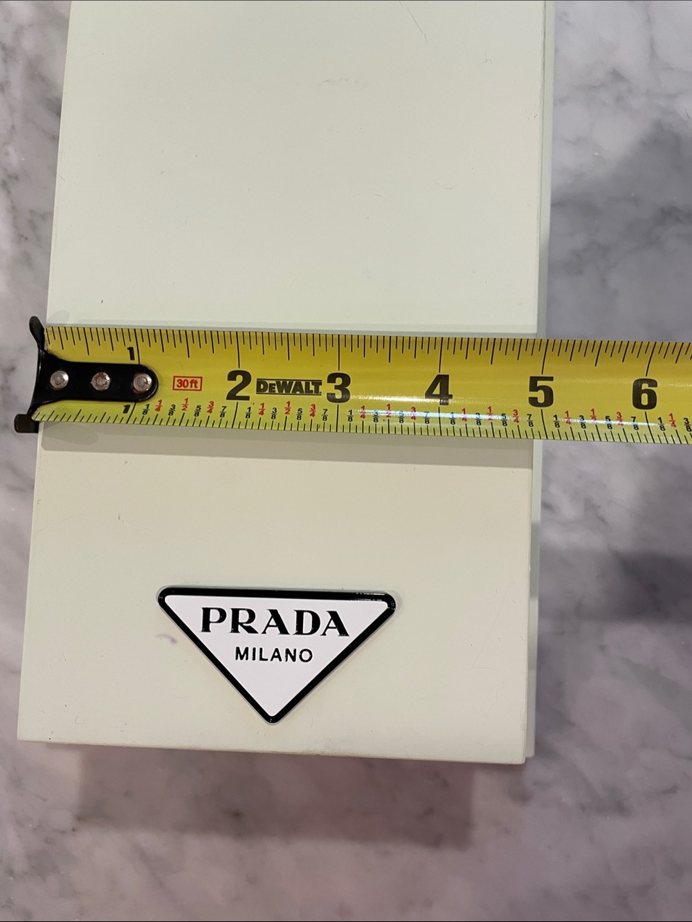 Prada Magnet Logo White Triangle Logo Display
